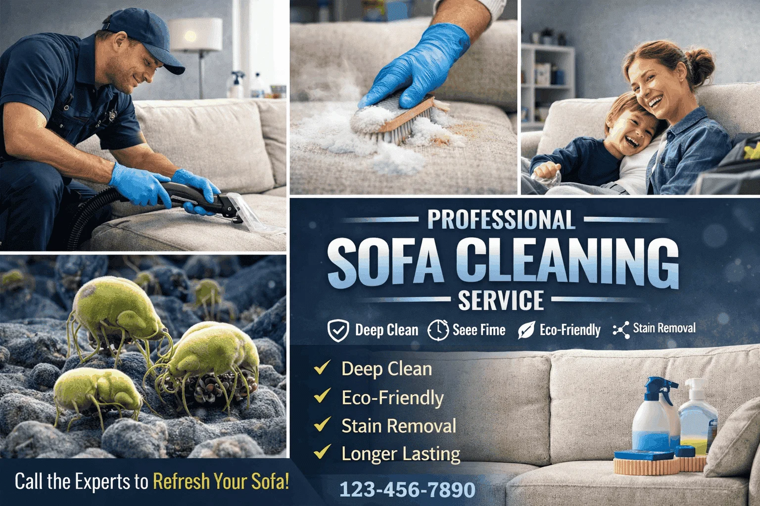 Deep cleaning of sofa upholstery at home